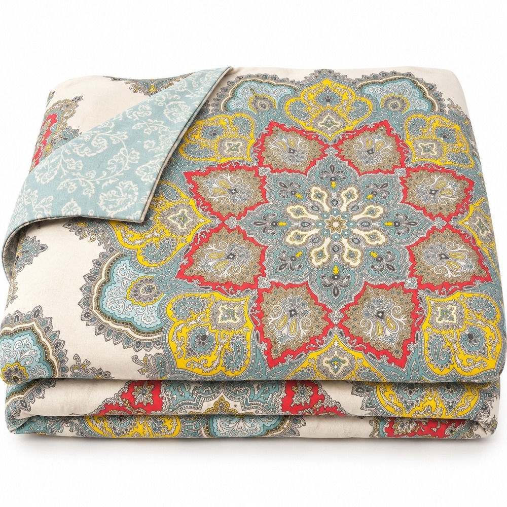 Echo Cotton Reversible Paisley Mandala Duvet Cover Twin Individual Multicolor